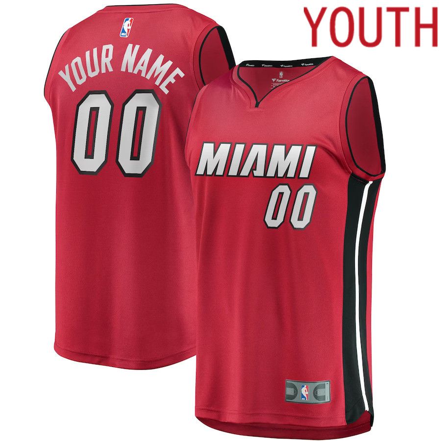 Youth Miami Heat Fanatics Branded Red Fast Break Replica Custom NBA Jersey->youth nba jersey->Youth Jersey